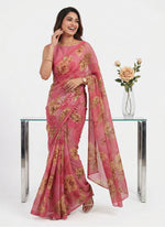 Load image into Gallery viewer, Latest Beautiful Digital Print Floral Georgette Saree