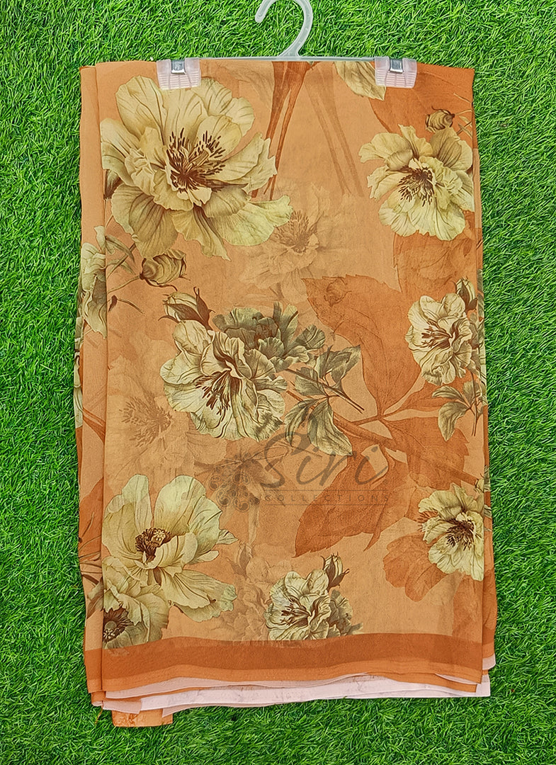 Latest Beautiful Digital Print Floral Georgette Saree