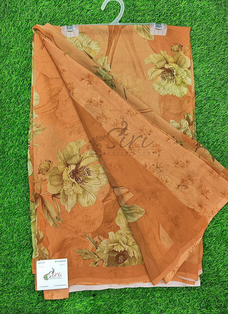 Latest Beautiful Digital Print Floral Georgette Saree