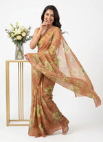 Load image into Gallery viewer, Latest Beautiful Digital Print Floral Georgette Saree