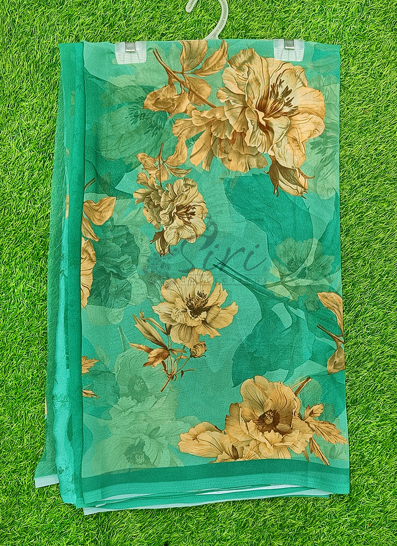Latest Beautiful Digital Print Floral Georgette Saree