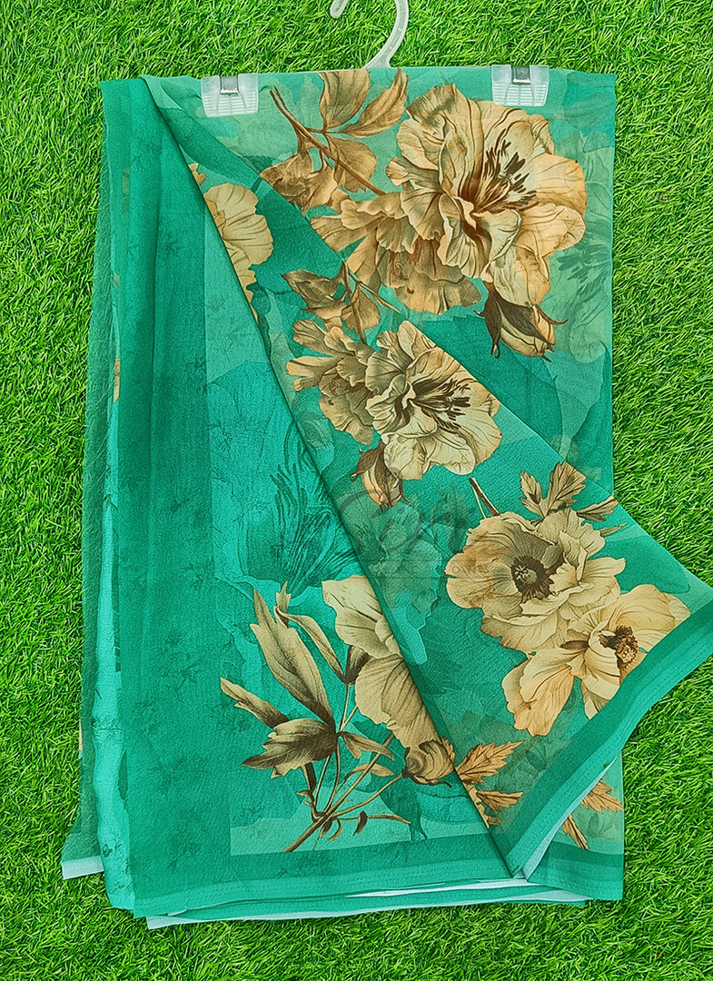 Latest Beautiful Digital Print Floral Georgette Saree