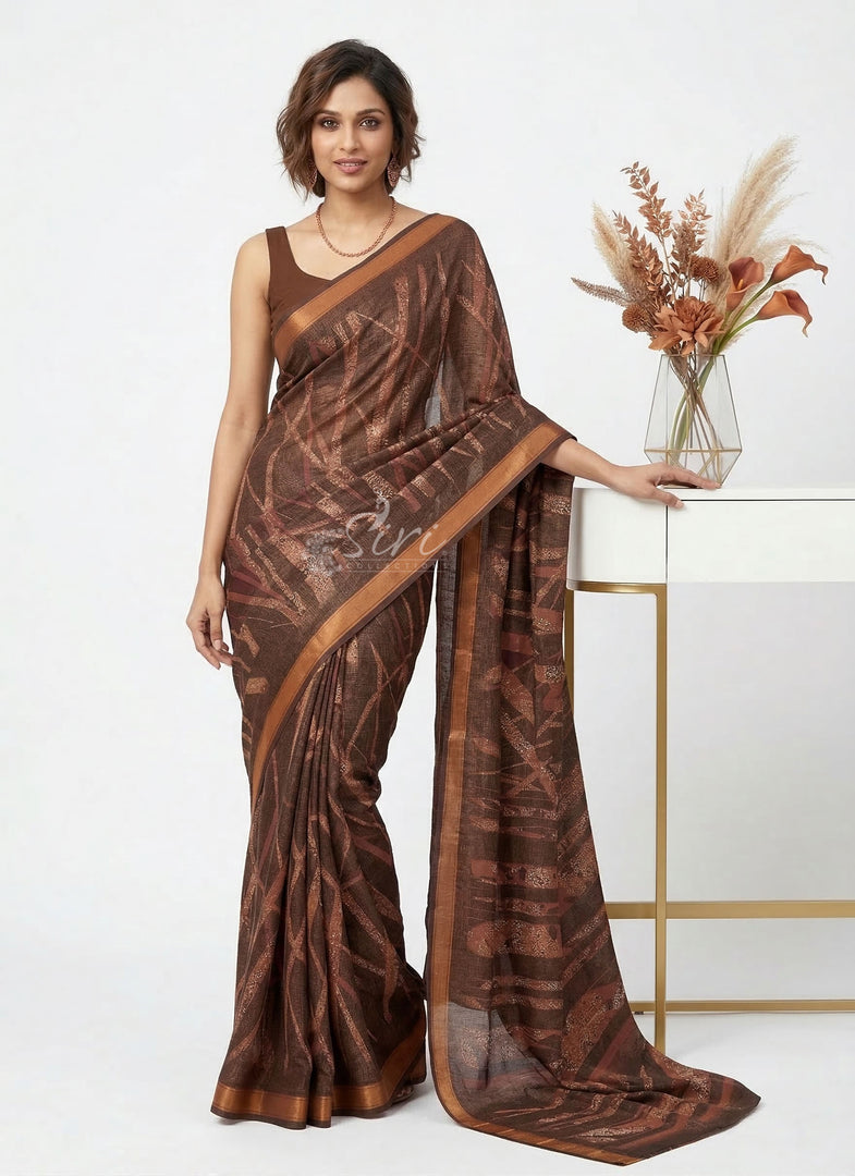 Trendy Digital Print Georgette Saree in Fine Shimmer Stipes