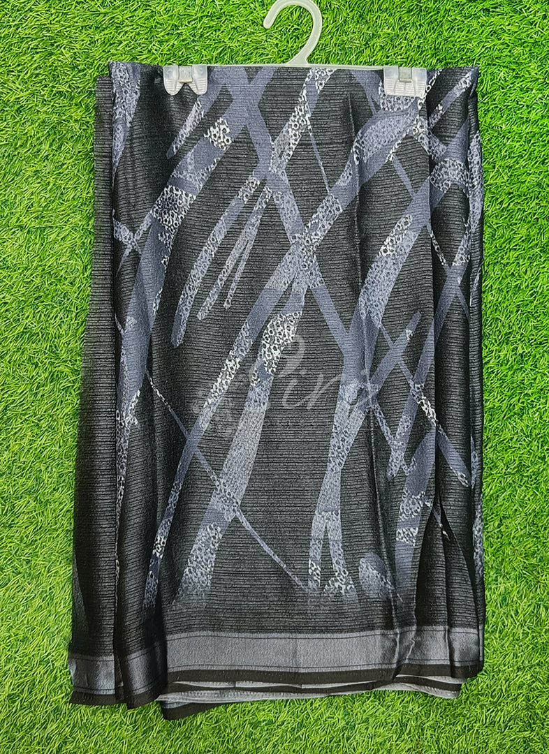 Trendy Digital Print Georgette Saree in Fine Shimmer Stipes