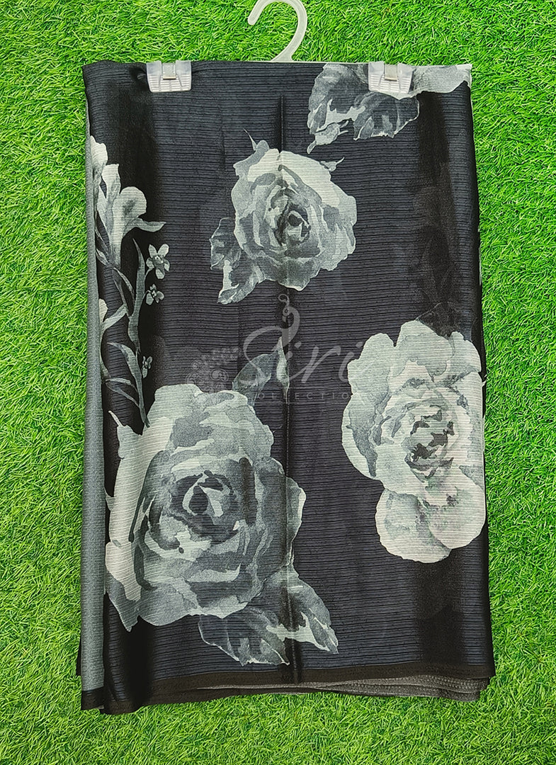 Trendy Digital Print Georgette Saree in Fine Shimmer Stripes