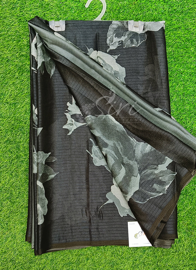 Trendy Digital Print Georgette Saree in Fine Shimmer Stripes