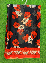 Load image into Gallery viewer, Latest Beautiful Digital Print Black and Red Georgette Saree