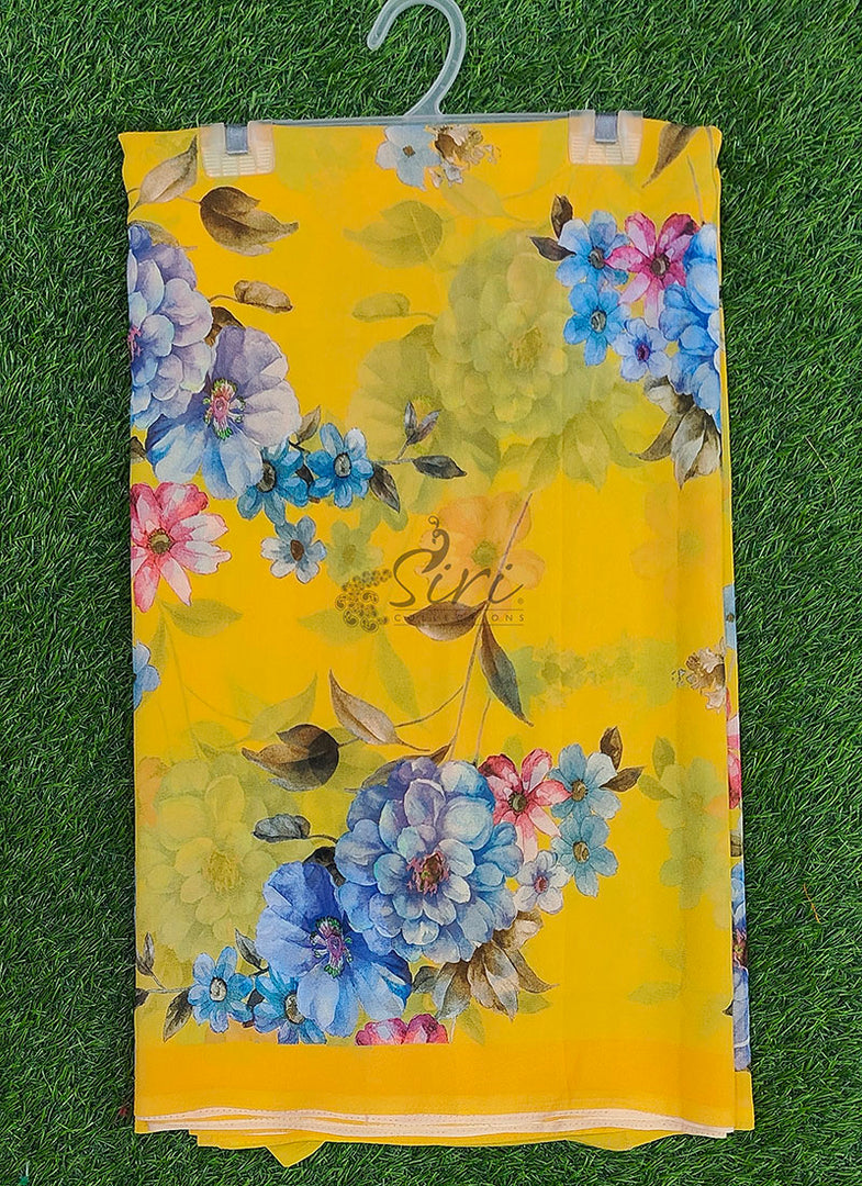 Latest Beautiful Digital Print Floral Georgette Saree