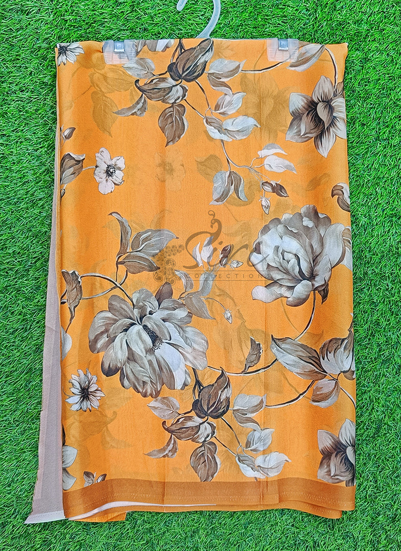 Latest Beautiful Premium Digital Print Floral Georgette Saree