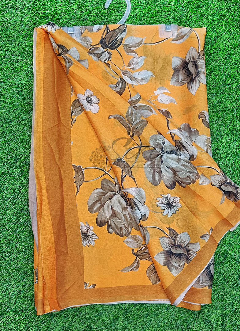Latest Beautiful Premium Digital Print Floral Georgette Saree