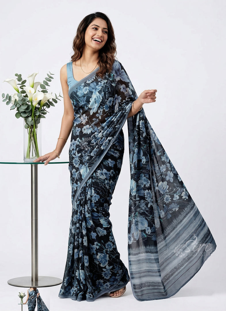 Latest Beautiful Premium Digital Print Floral Georgette Saree