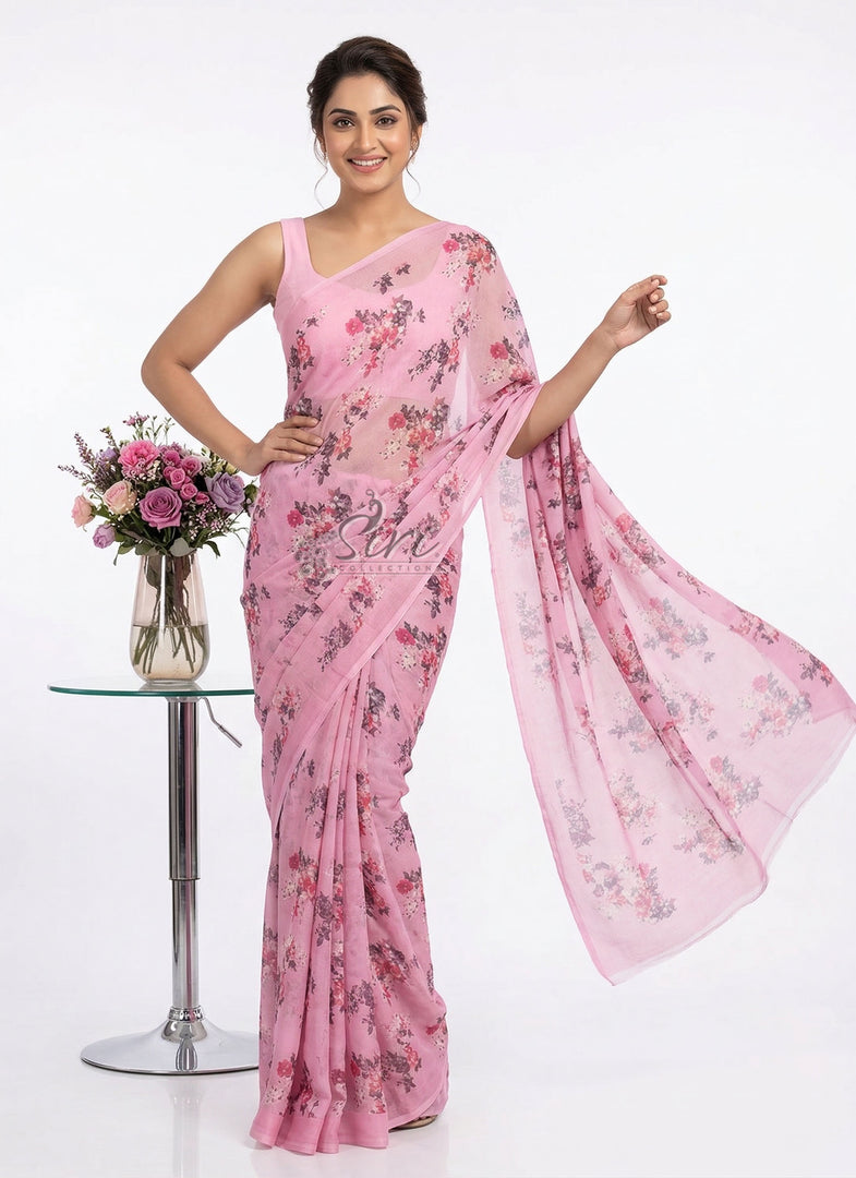 Lovely Digital Print Georgette Saree
