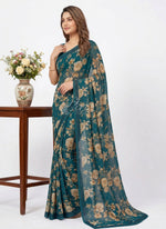 Load image into Gallery viewer, Latest Beautiful Digital Print Floral Georgette Saree
