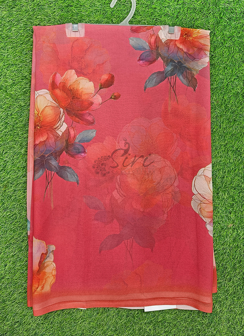 Latest Beautiful Digital Print Floral Georgette Saree