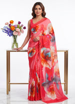 Load image into Gallery viewer, Latest Beautiful Digital Print Floral Georgette Saree