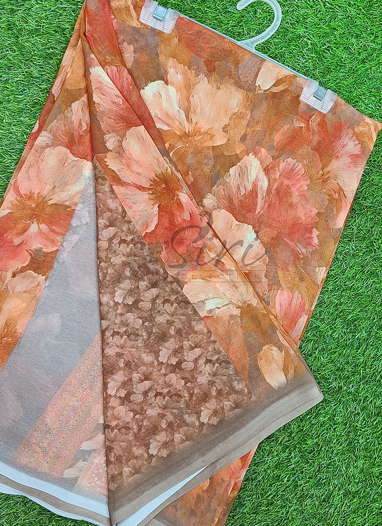 Latest Beautiful Digital Print Floral Georgette Saree