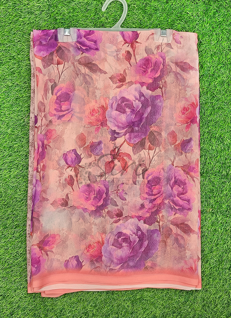 Latest Beautiful Digital Print Floral Georgette Saree