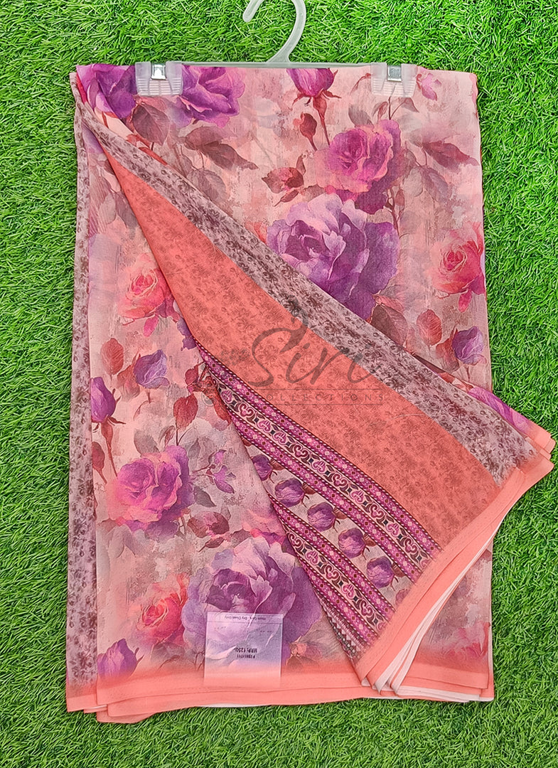 Latest Beautiful Digital Print Floral Georgette Saree