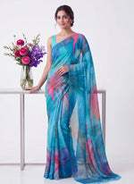 Load image into Gallery viewer, Latest Beautiful Digital Print Floral Georgette Saree