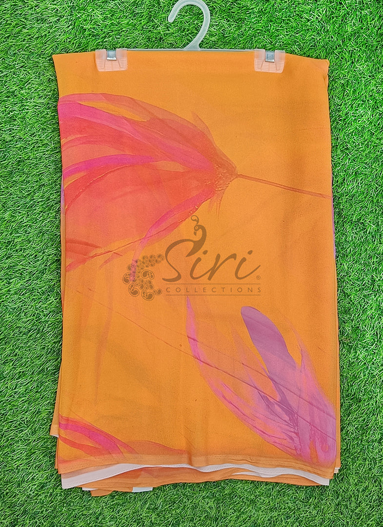 Latest Beautiful Digital Print Floral Georgette Saree