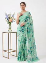 Load image into Gallery viewer, Latest Beautiful Digital Print Floral Georgette Saree