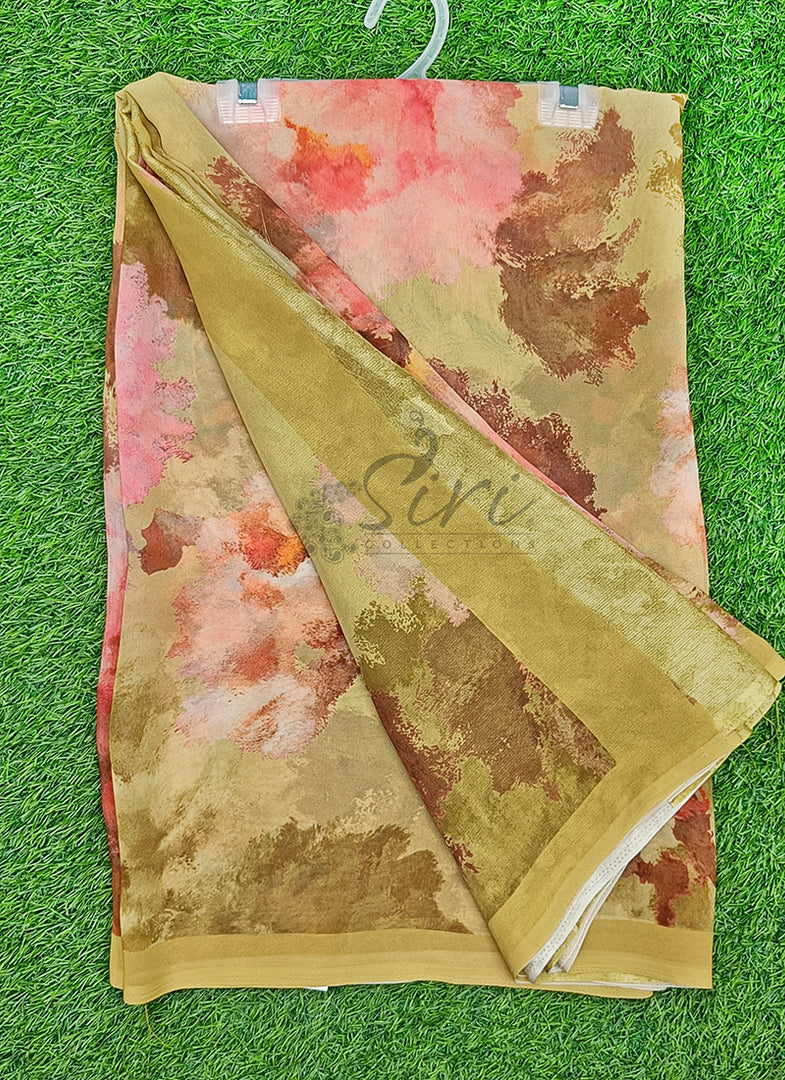 Latest Beautiful Digital Print Floral Georgette Saree