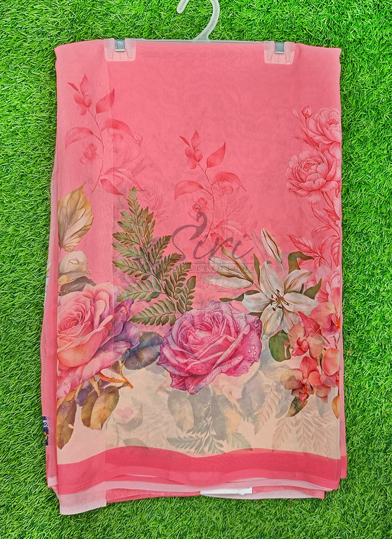 Latest Beautiful Digital Print Floral Georgette Saree