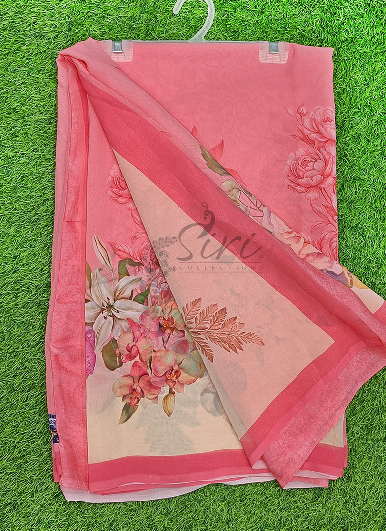 Latest Beautiful Digital Print Floral Georgette Saree