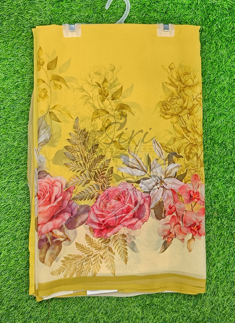 Latest Beautiful Digital Print Floral Georgette Saree