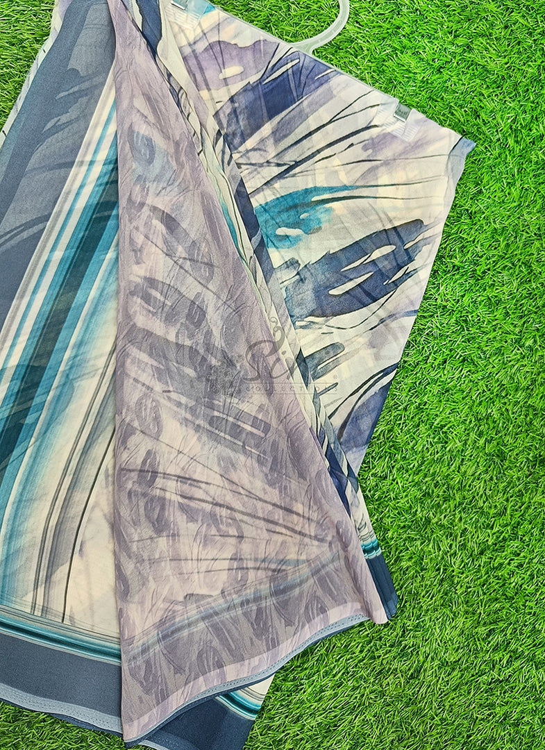 Latest Beautiful Digital Print Floral Georgette Saree