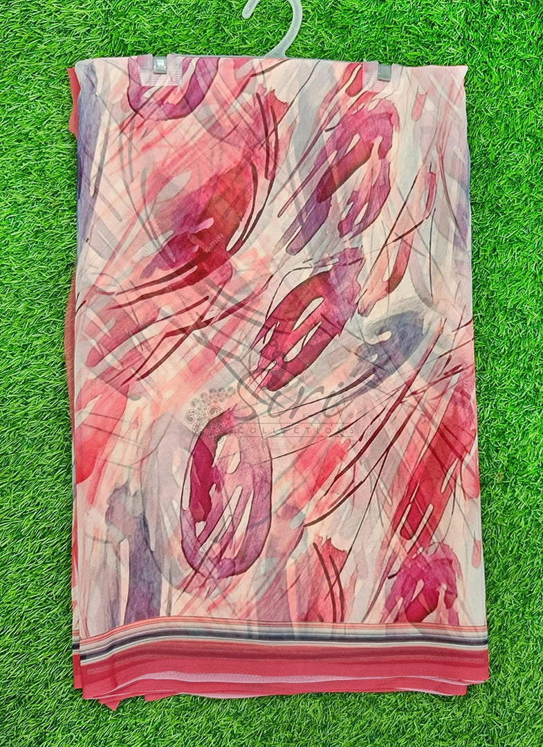 Latest Beautiful Digital Print Floral Georgette Saree
