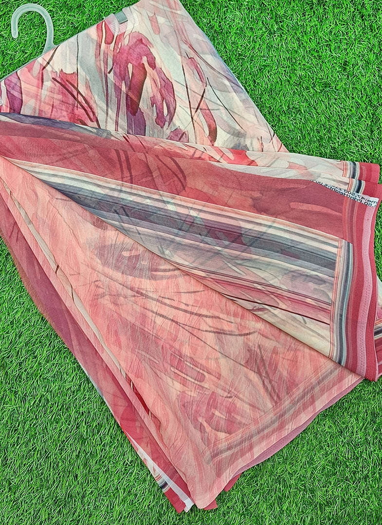 Latest Beautiful Digital Print Floral Georgette Saree