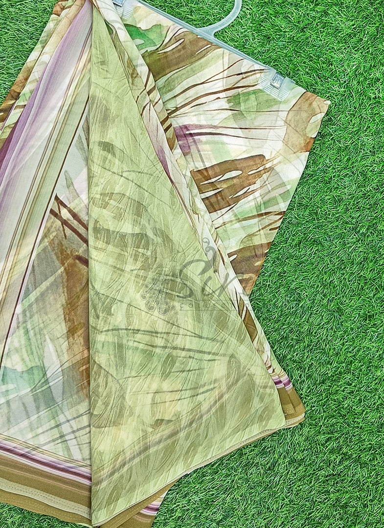 Latest Beautiful Digital Print Floral Georgette Saree
