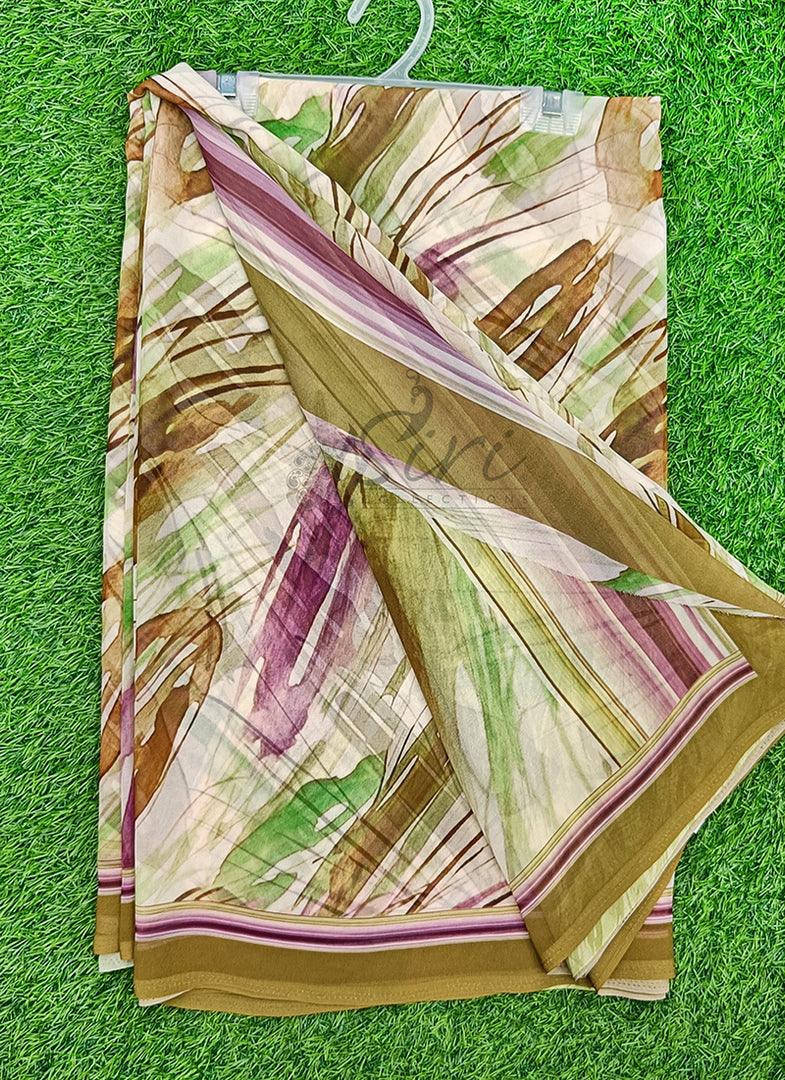 Latest Beautiful Digital Print Floral Georgette Saree