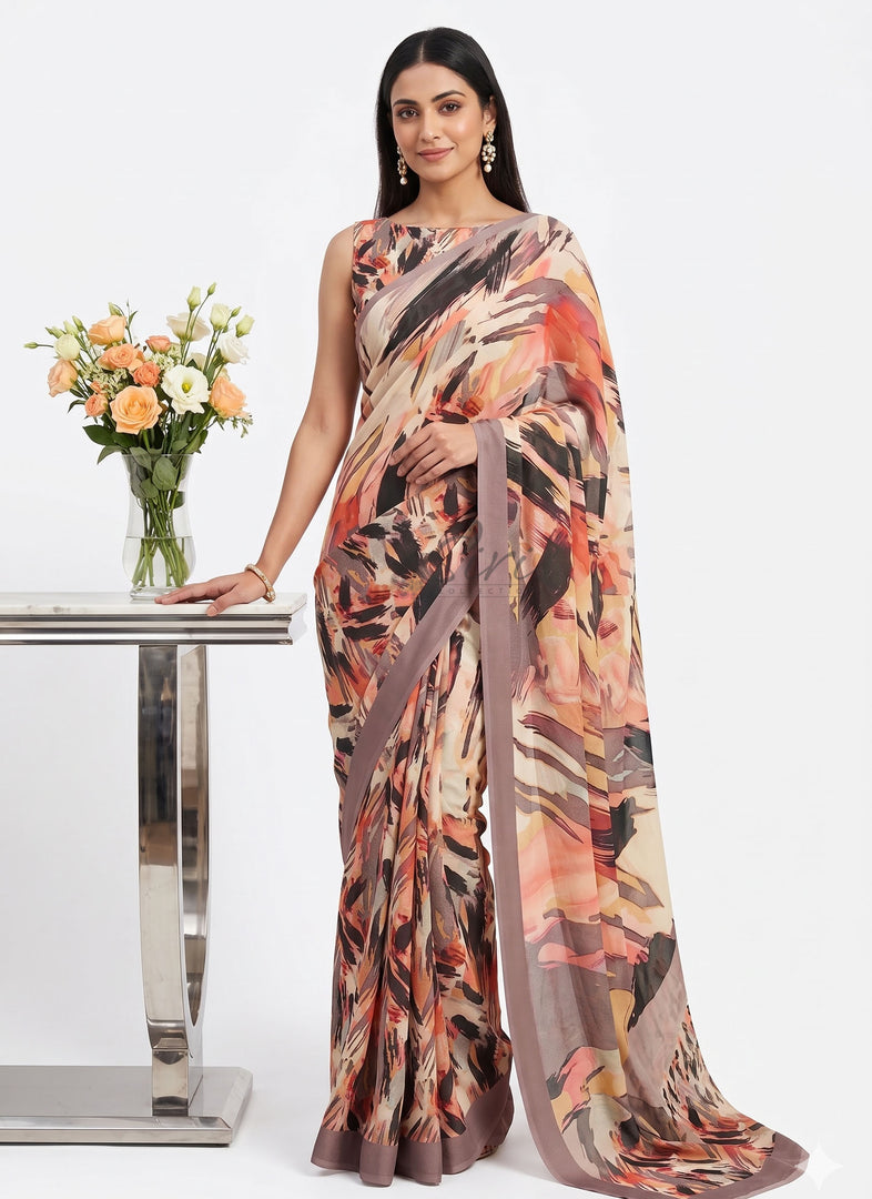 Latest Trendyl Digital Print Floral Georgette Saree