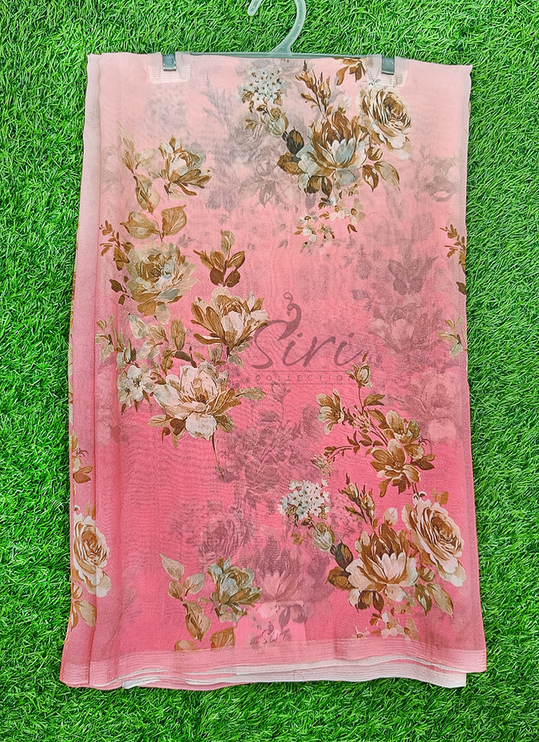 Latest Trendy Digital Print Floral Georgette Saree