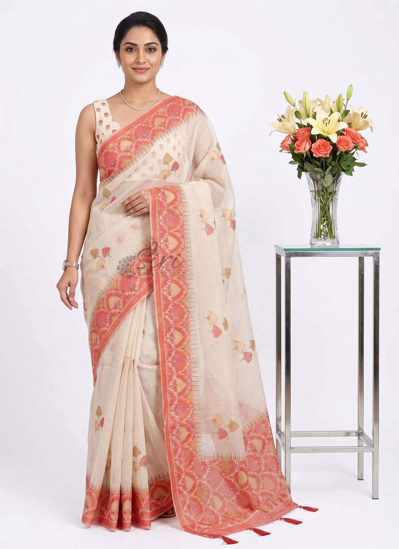 Beautiful Work Kota Checks Saree in Digital Print