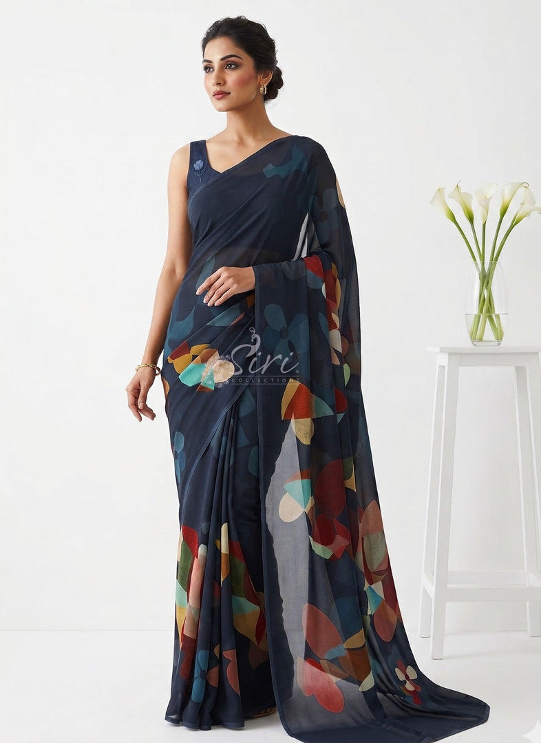 Latest Trendy Digital Print Floral Georgette Saree with Blouse