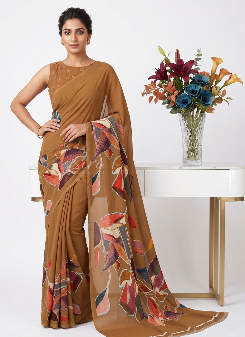 Latest Trendy Digital Print Floral Georgette Saree with Blouse