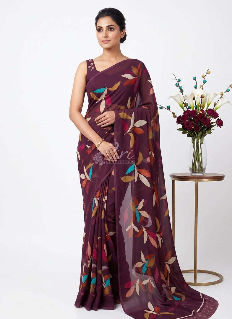 Latest Trendy Digital Print Floral Georgette Saree with Blouse