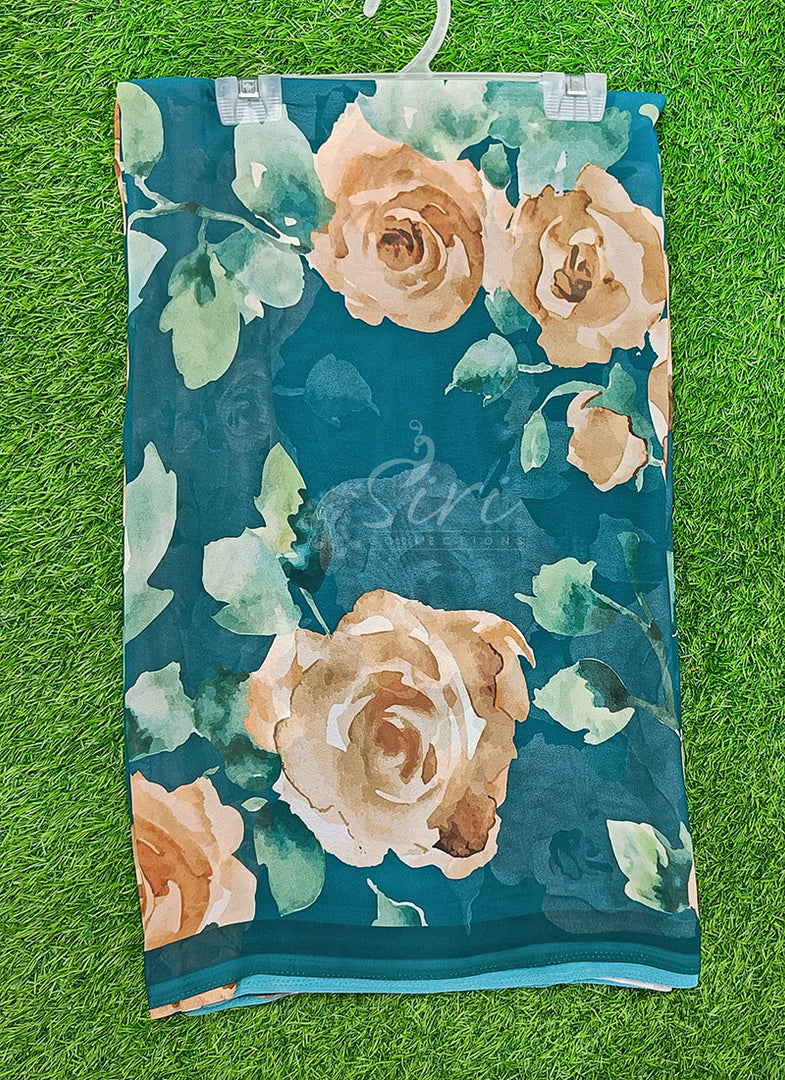 Latest Premium Digital Print Floral Georgette Saree with Blouse
