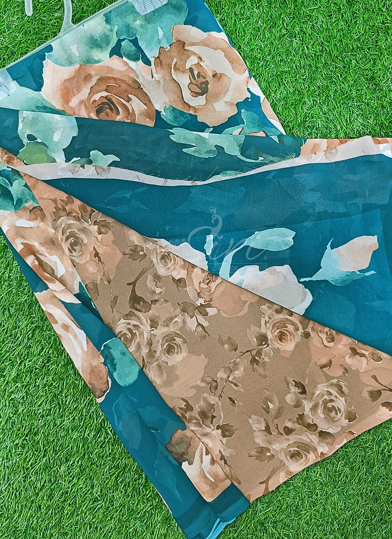 Latest Premium Digital Print Floral Georgette Saree with Blouse