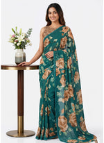 Load image into Gallery viewer, Latest Premium Digital Print Floral Georgette Saree with Blouse