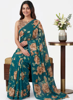 Load image into Gallery viewer, Latest Premium Digital Print Floral Georgette Saree with Blouse