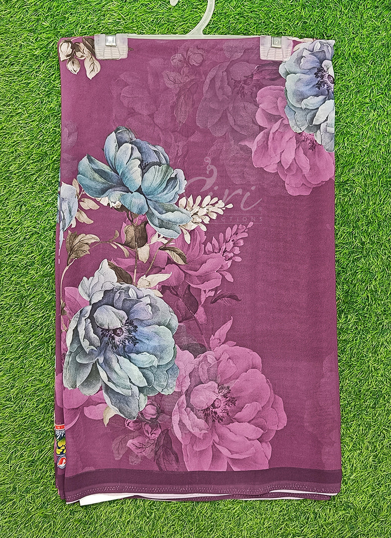 Latest Premium Digital Print Floral Georgette Saree with Blouse