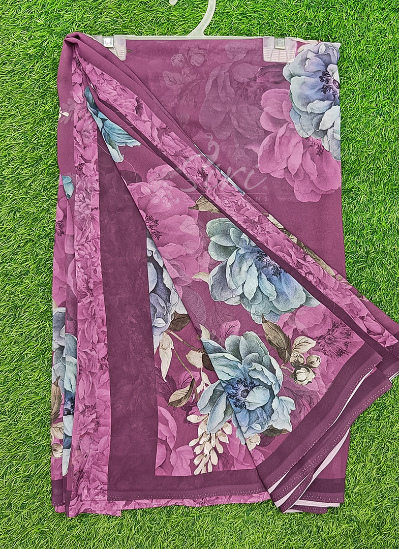 Latest Premium Digital Print Floral Georgette Saree with Blouse