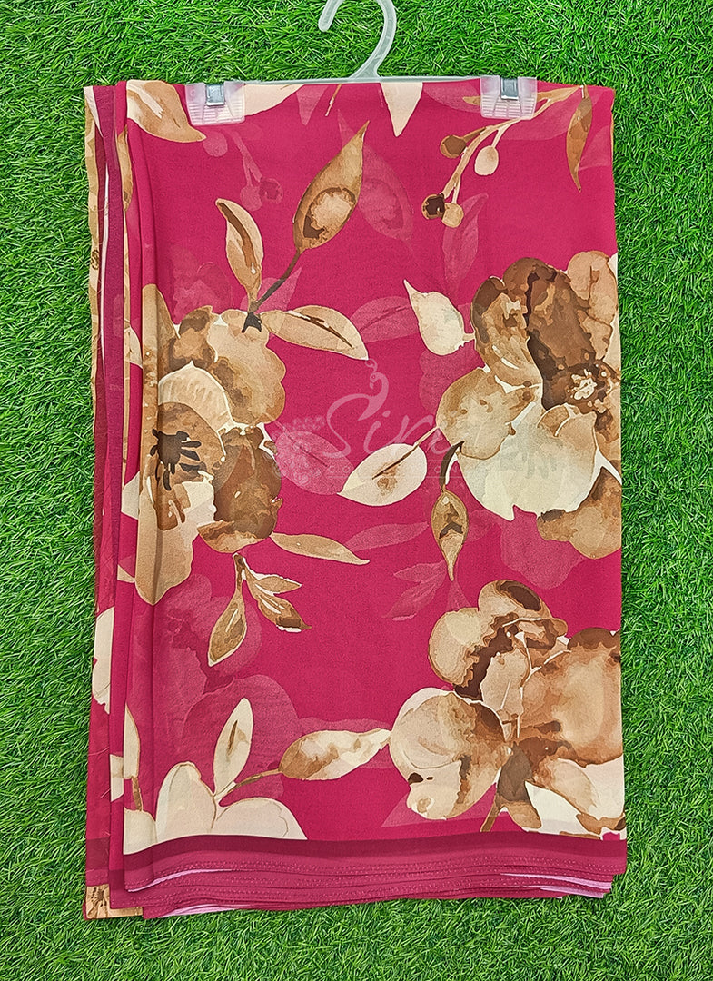 Latest Premium Digital Print Floral Georgette Saree with Blouse