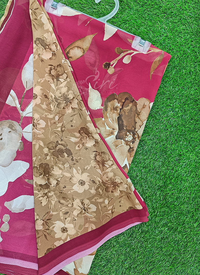 Latest Premium Digital Print Floral Georgette Saree with Blouse