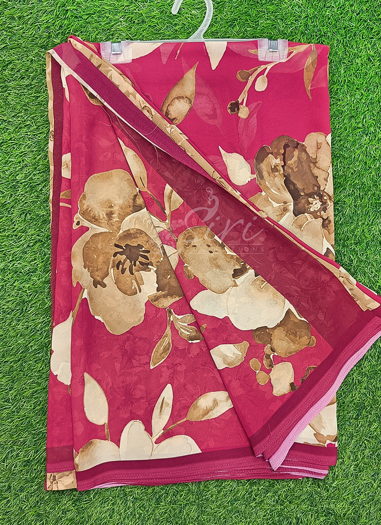 Latest Premium Digital Print Floral Georgette Saree with Blouse