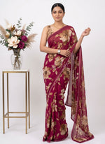 Load image into Gallery viewer, Latest Premium Digital Print Floral Georgette Saree with Blouse